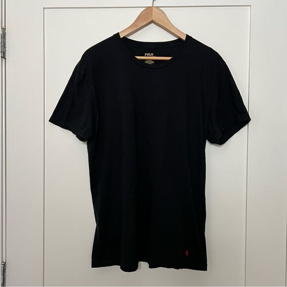 Polo Ralph Lauren T-Shirt Mens Large Black Solid Short Sleeve Logo Preppy Cotton - Picture 1 of 8